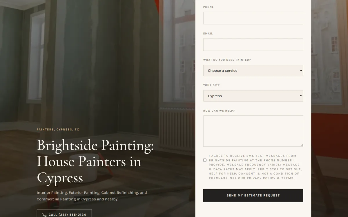 Fine Finish website design, sample home page