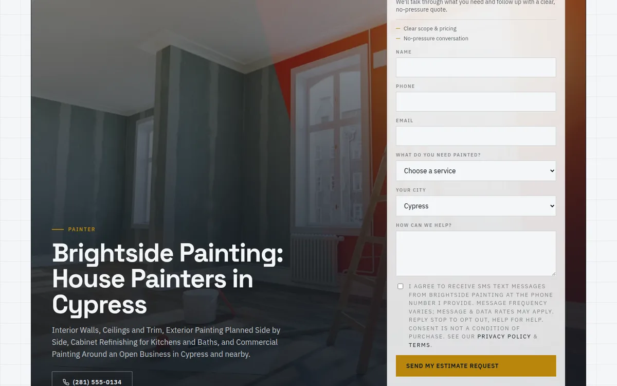 Spec Sheet website design, sample home page